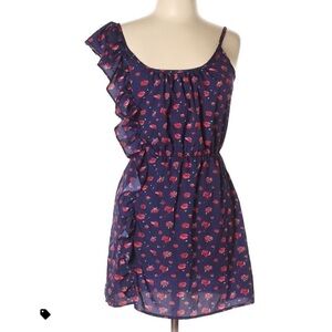 Deb Navy Blue Ruffle Dress with Red and Pink Flowers